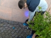 Das Projektteam "LED-Farbenspiel" beim Aufbau - Rathaus Meerane