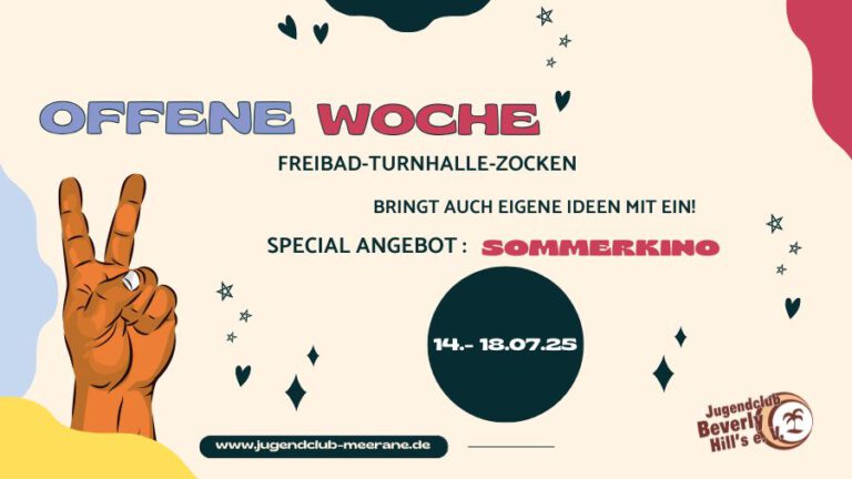 3. Ferienwoche: Offene Woche im Jugendclub